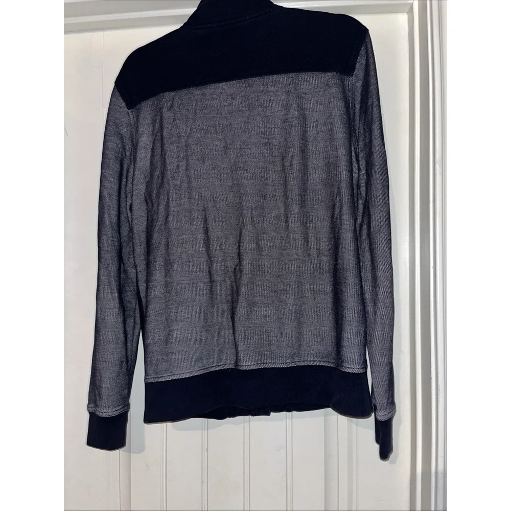 Banana Republic Men's M Cardigan Mock Collar Preppy Navy Knit/Cotton Lightweight